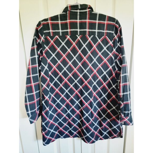 J. Jill PM Shirt Womens Button Up Plaid Red Black Cotton LS Checkered Petite Med - Picture 2 of 7